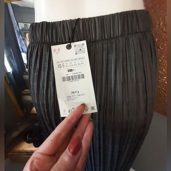Zara Nwt Limited Edition Grey Pleated Maxi Skirt - Picture 6 of 14